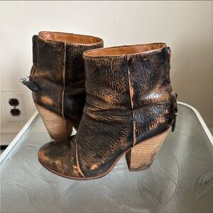 Frye Distressed Brown Heeled Boots